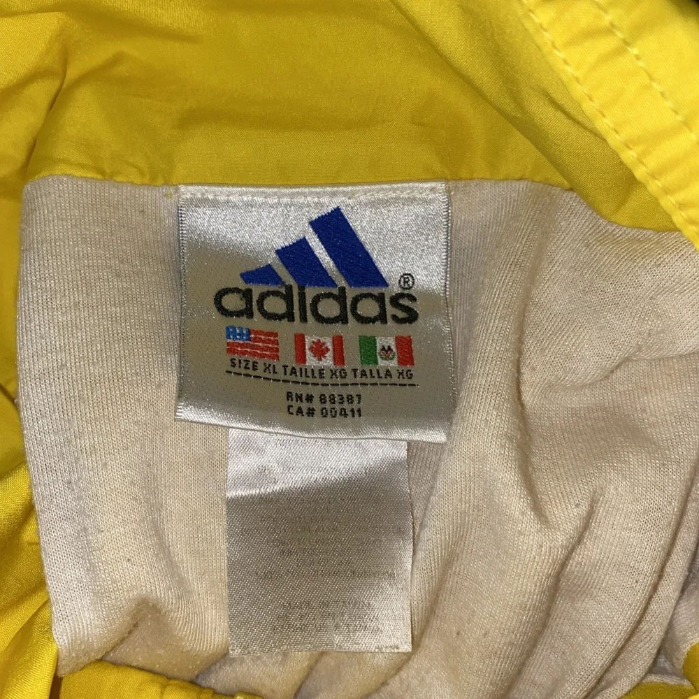 Vintage Adidas Track Jacket‎ Mens XL Yellow Full Zip Windbreaker Nylon Lined 90s